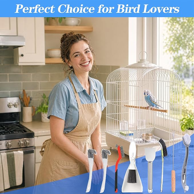Bird Cage Cleaning Brush Tool Set, Bird Cage Cleaner, Suitable for Bird Cages, Rabbit Cages, Hamster Cages, Parrot Cages, and Other Small Pet Cage Accessories