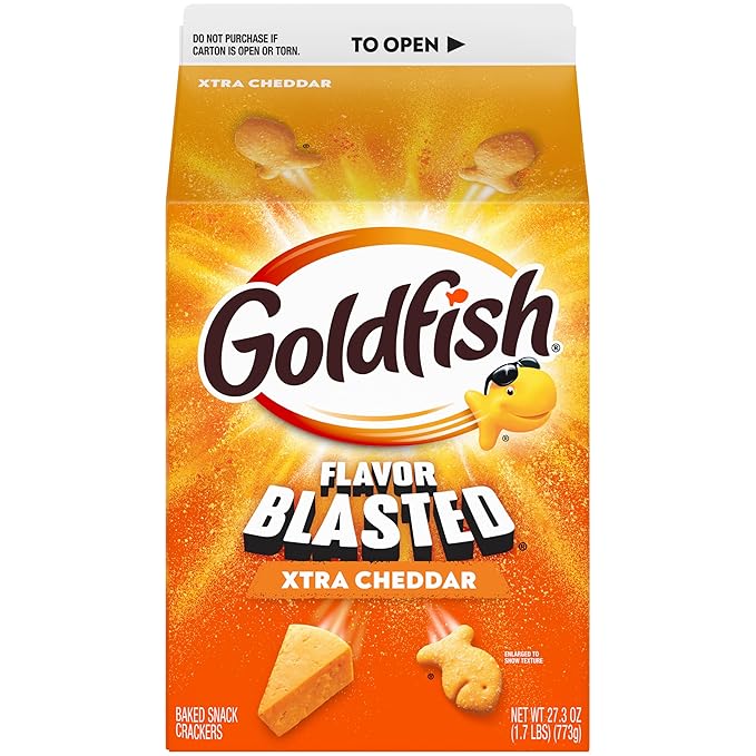 Goldfish Flavor Blasted Xtra Cheddar Cheese Crackers, 27.3 oz Carton (Pack of 2)