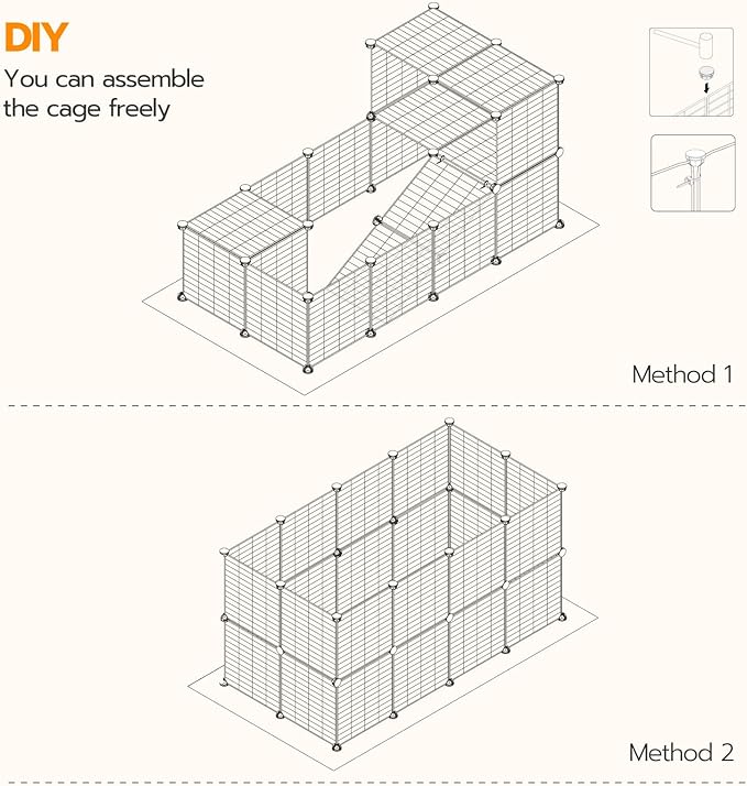 HOOBRO 24 Panels Guinea Pig Cage with Waterproof Mat, Small Animal Playpen, Rabbit Cage, Bunny Cage, Chicken Cage, Pet Playpen, Indoor Outdoor Yard Fence, 57 x 31.5 x 23.6 Inches, Black BK03PP03