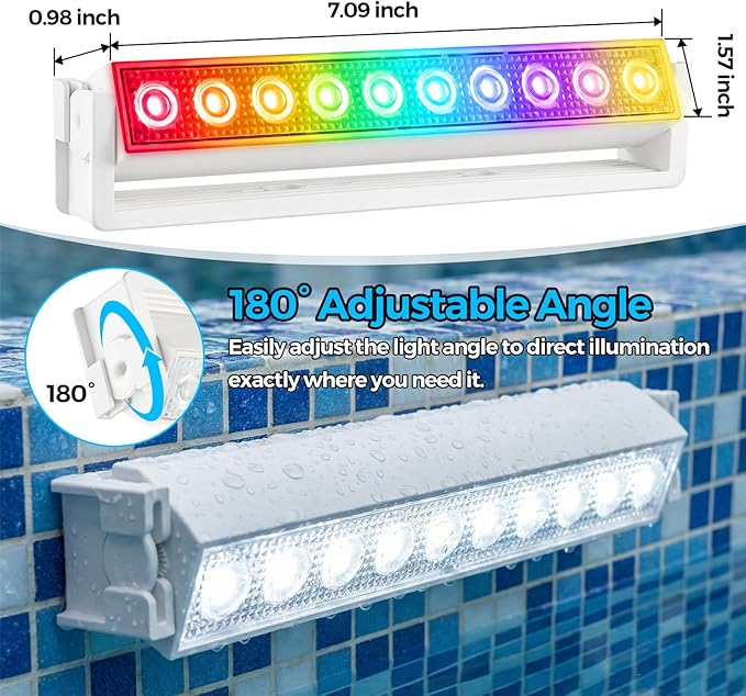 BOBKID Rechargeable Pool Lights for Inground Above Ground Pool, IP68 Waterproof Underwater Submersible Light with Remote, 7 RGB Color LED Light for Pond Bathtub Aquarium Garden Decoration, 2 Pack