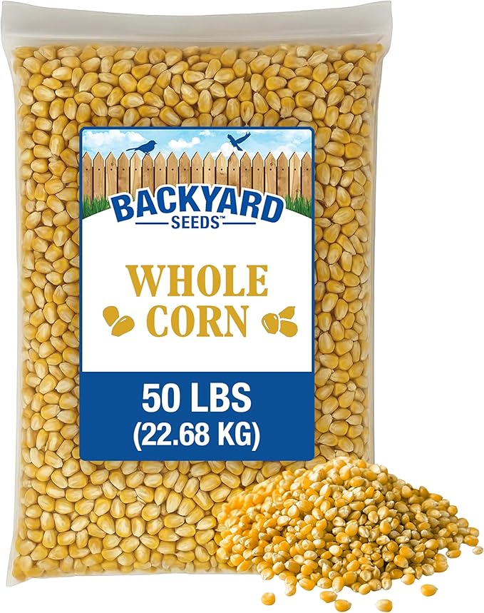 CountryMax Backyard Seeds Whole Corn 50 lbs - High-Energy Animal Feed for Chickens, Squirrels, Deer & Wild Birds, Ground Feeding, High Protein