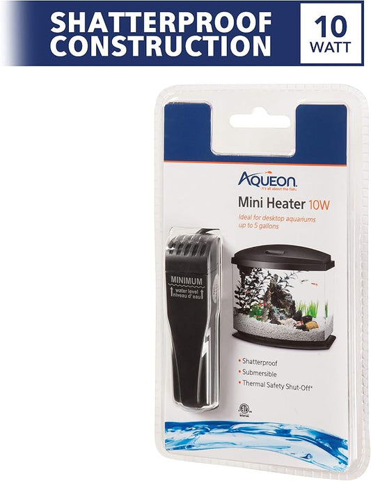 Aqueon Small Aquarium Fish Tank Submersible Mini Flat Heater Up to 5 Gallon Aquariums, 10 Watts