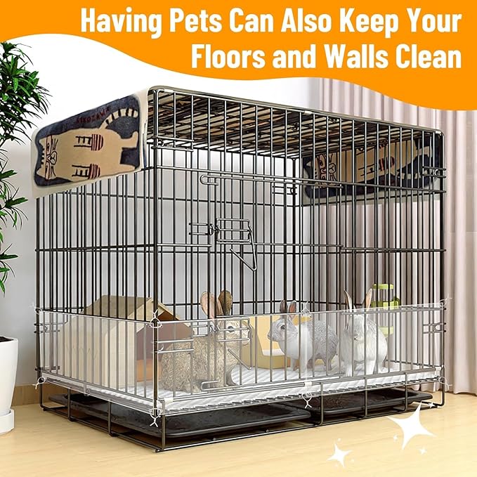PETKNOWS 12 Pack Pet Cage Liner Protection Rabbit Cage Urine Guard Clear Cage Edge Liner Guinea Pig Side Lining Habitat Siding Cage Accessories, 11.8 inches x 9.8 inches Bedding Litter