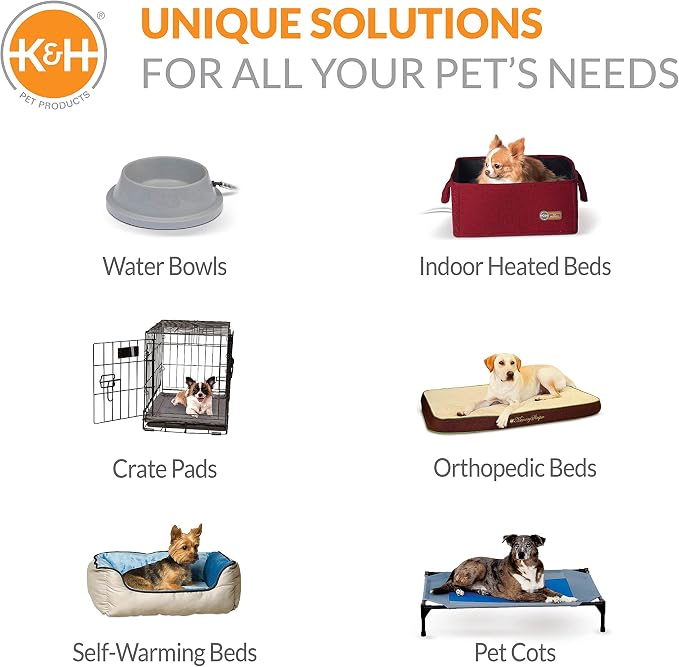 K&H Outdoor Elevated Dog Bed - Cooling Raised Dog Bed for Large & Extra-Large Pets, Breathable Mesh Center Hammock Design, Indoor/Outdoor Washable Cover, Portable Metal Frame, Gray, XL 50x32in