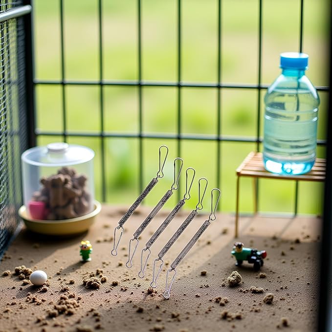 5Pcs Spring with 2 Clips Used Singly or in Combination to Hold Rabbit Water Dispenser Drinking Bottle for Small Animals Feeding and Watering Supplies Rabbit Water Dispenser and Hamster Water Bottle