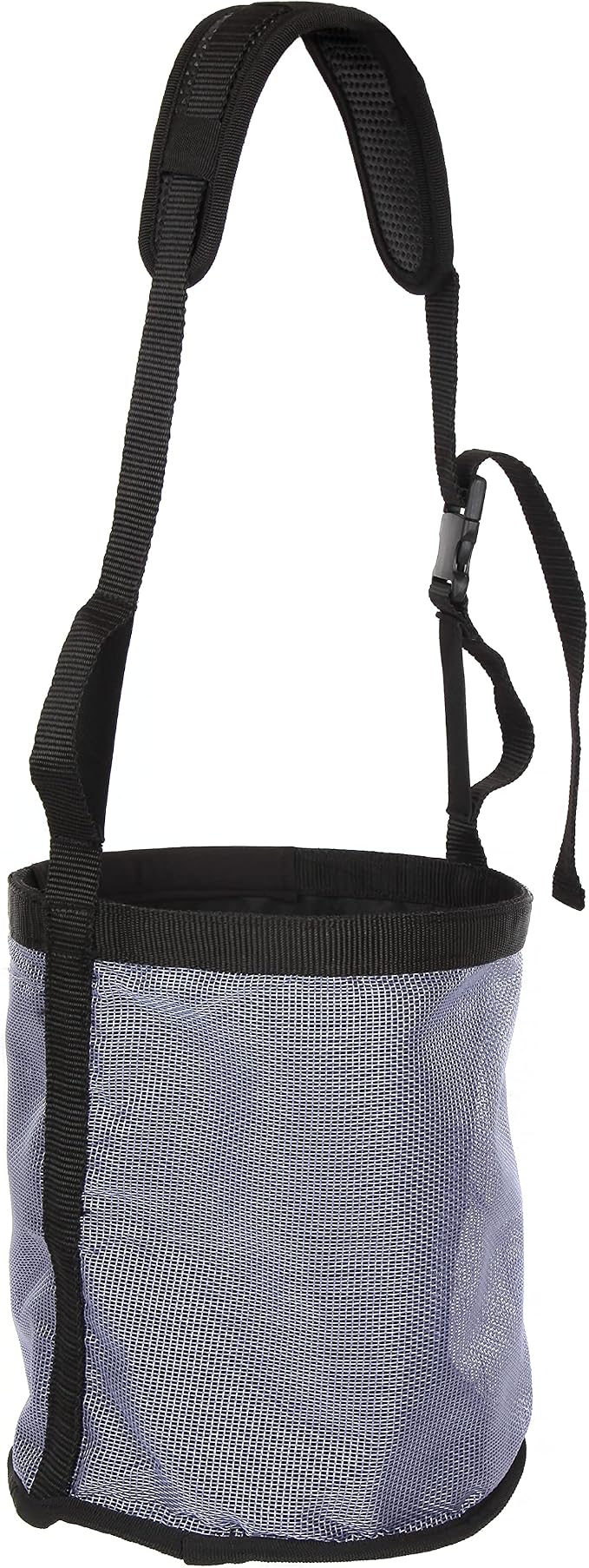 Majestic Ally Horse Feed Bag, Heavy Duty Nylon Mesh Grain Feed Bag, Adjustable Strap with Durable Snap and Elastic Straps, Comfort Neck Pad and Nose Pad- Large (Pony, Dark Gray)