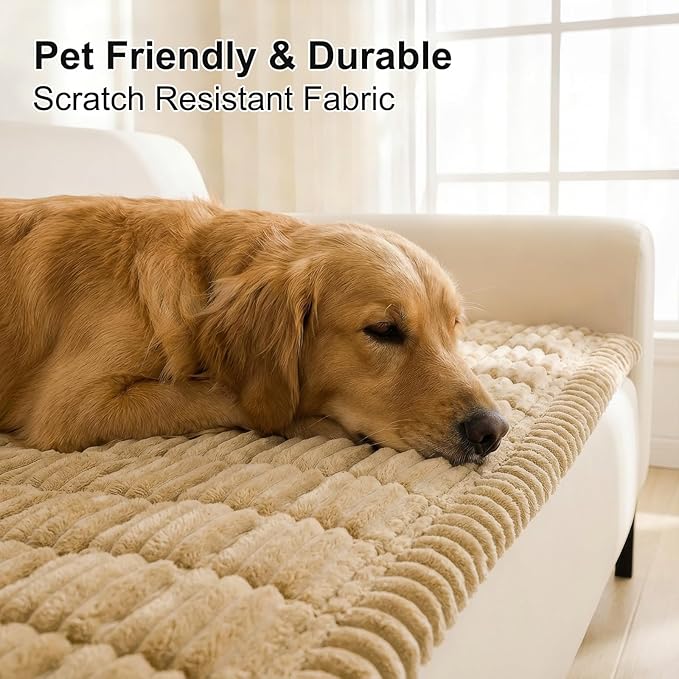 Smiry Couch Cover for Dogs, Non Slip Washable Sofa Protector for Pets, Soft Furniture Cover for Pet, Stylish Sofa Covers, Cozy Protect Against Fur, Dirt & Everyday Messes (Camel, 35.4" x 95")