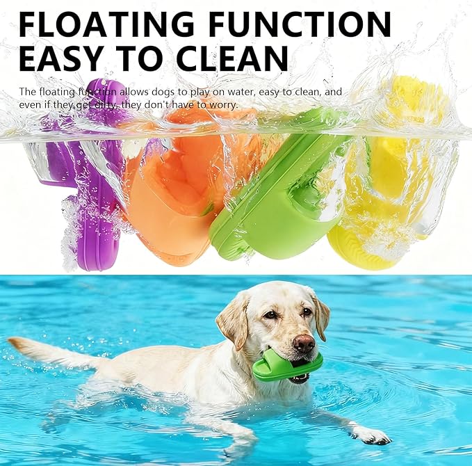 MECOOL Squeaky Slipper Dog Toy - Chew Toys for Aggressive Chewers, Durable Rubber Chew Toy for Dental Cleaning & Boredom Relief, for Small Medium Dogs, Green