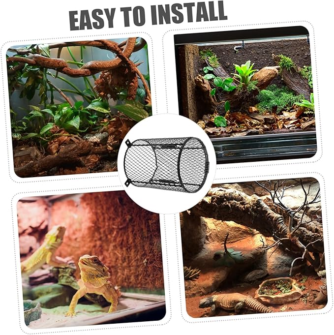 Anti-Scald Heating Lamp Mesh Cover for Reptiles Adjustable Protector Cage for PET Lizards and Turtles Easy Installation for Reptile Tanks