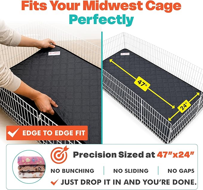 Reusable Guinea Pig Cage Liners 5 Pcs - 2 Washable Midwest Pee Pads 47"x24" & 3 Soft Bunny Fleece Blankets 24"x16", Waterproof Rabbit Bedding with Odor Control, Absorbent Small Pet Mats
