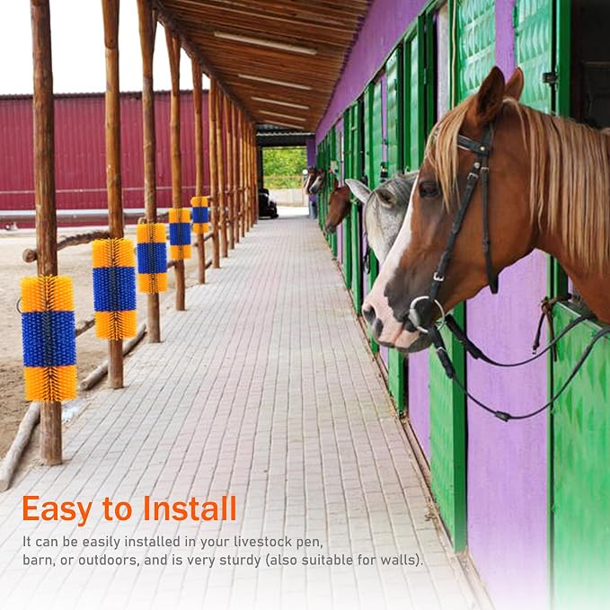 4PCS Livestock Scratch Brushes, Horse Scratcher Full Massage Brush Kit for Relieving Itching, Yellow