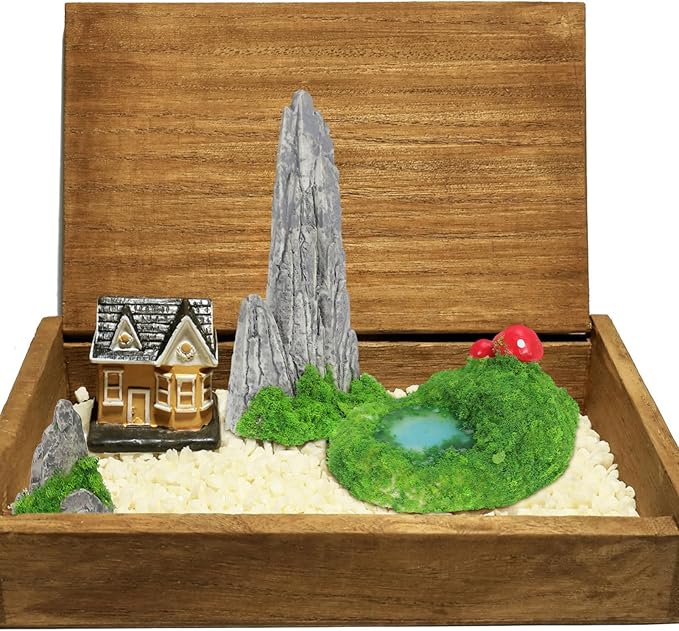 GANAZONO Miniature Rockery and Pool Statue 6-Pack Resin Artificial Mountain Figurines for Fish Tank Aquarium Garden Decor Micro Landscape Bonsai Ornament 2.91X1.73X1.73In