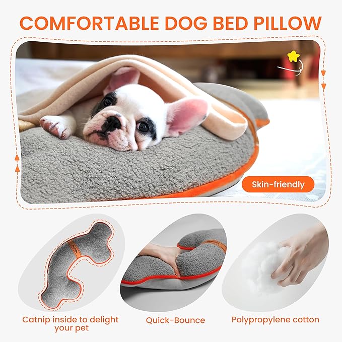 HiPetpy Dog Bed Pillow, Soft Dog Pillows for Dogs, Head & Neck Support for Dogs, Kids, Adults,Washable Dog Calming Pillows for Better Sleep for Medium Pet