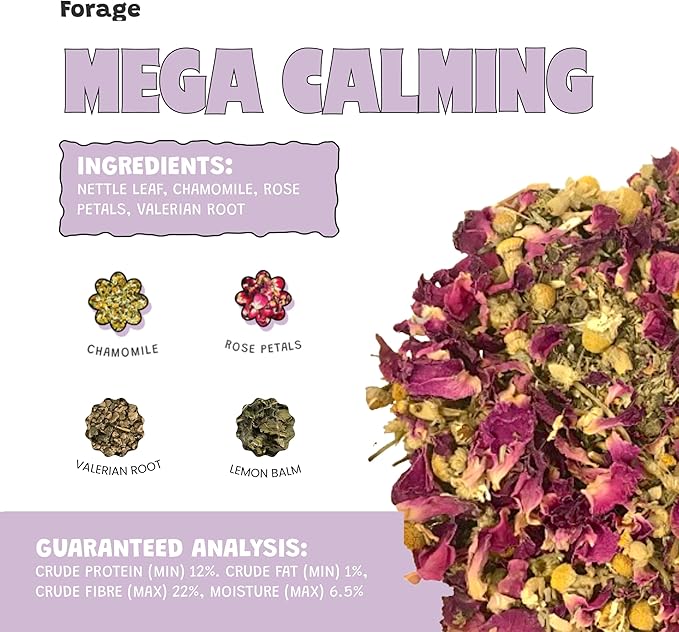 Forage Mix,100% All Natural Botanical Herb Treat for Rabbit Hamster Guinea Pig Chinchilla Chicken Gerbil Degu & Other Small Animals (Calming Forage Mix 25g)