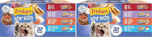 Friskies Purina Gravy Wet Cat Food Variety Pack, Savory Shreds with Beef, Turkey and Cheese Dinner, Chicken & Salmon Dinner, with Ocean Whitefish & Tuna - 5.5 oz. Cans (Pack of 64)
