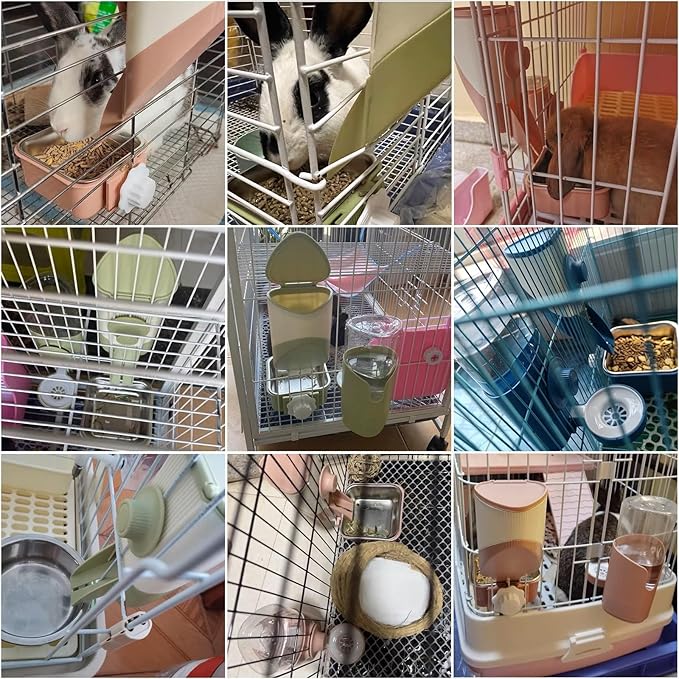 Pet Hanging Bowl for Crates, 2 in 1 Small Dog Bowl Puppy Removable Stainless Rabbit Cat Feeder Food Water Bowls for Puppy Cat Bird Rabbit Hamster Guinea Pig Ferret Small Animals