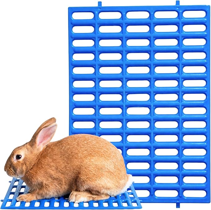 Premium Rabbit Cage Mats (Blue, 1 Pack) | Heavy Duty ABS Wire Floor Protectors | Prevent Sore Hocks & Feet for Bunnies | 15x10 in Floor Mat | Chew Resistant, Dishwasher Safe