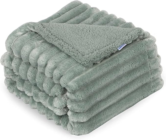 Waterproof Pet Blanket for Large Dogs & Cats - Reversible Calming Plush, Washable Furniture Cover for Couch, Bed, Car Seat, Blocks Leaks, Stains & Pet Fur (Green, 50"x60")