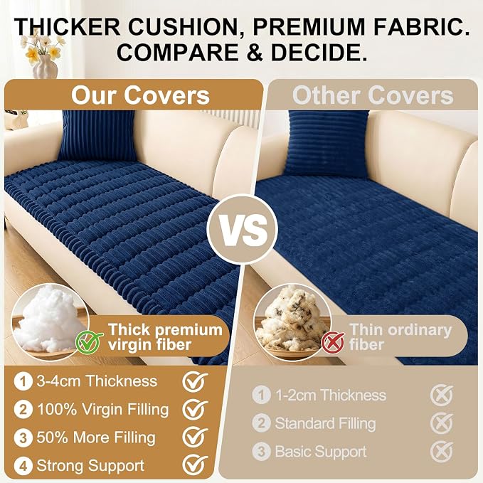 Smiry Couch Cover for Dogs, Non Slip Washable Sofa Protector for Pets, Soft Furniture Cover for Pet, Stylish Sofa Covers, Cozy Protect Against Fur, Dirt & Everyday Messes (Navy, 43" x 63")