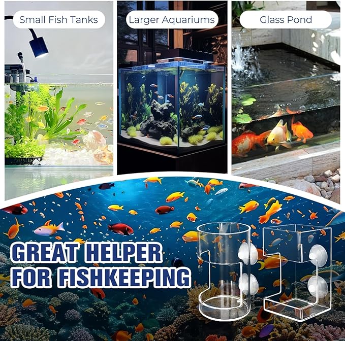 Fish Feeder for Aquarium, Acrylic Fishs Feeding Tube Ring with Suction Cup, No Mess Feeder Dish Accessories, Turtle Shrimp Fishs Tank Stand for Fish Tank,Preventing Food Scattering (Mix)