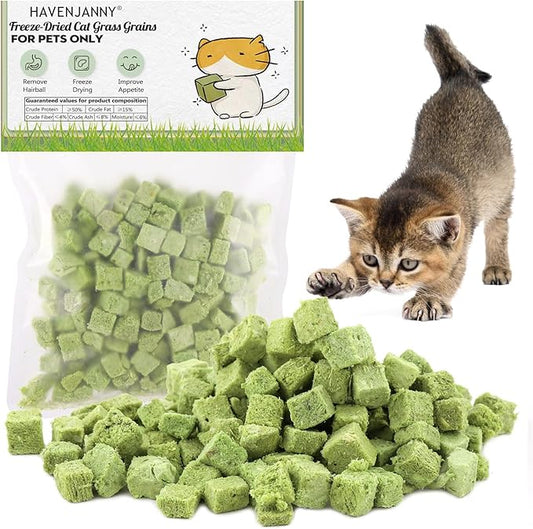 60g Cat Grass Treats for Cats, Freezed Drying Cat Grass Teething Stick Snacks for Kitty, Edible Cats Chew Toys for Teeth Cleaning and Hairball Removal