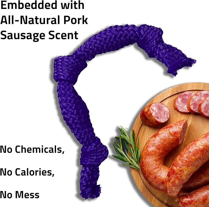 Playology Dog Toys | Dri-Tech Dental Rope Toy for Large Senior Dogs, Gentle on Teeth | Pork Sausage Scented Jumbo Toy | Dog Rope for Tug of War
