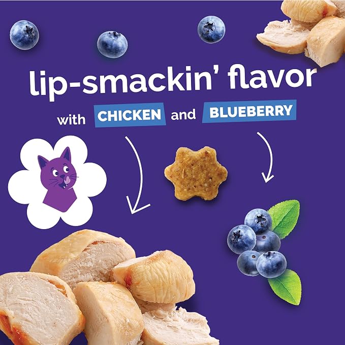 Fruitables Cat Treats, Healthy Treats for Cats, Low Calorie and Packed with Protein, Crunchy Biscuits, No Wheat, Corn or Soy, Made with Real Chicken and Blueberry, 30oz