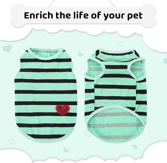 Dog Shirts for Large Dogs, Striped T-Shirts Pets Vest Pet Apparel Tee Shirts Dog Tank Top Spring Summer Suitable for Chihuahua French Bulldog Bichon Shih Tzu