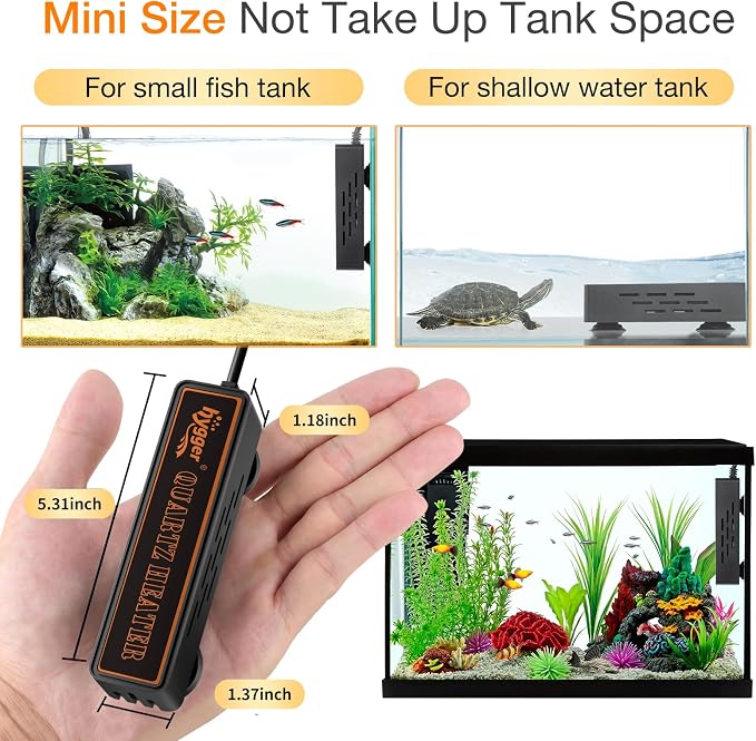 hygger Smart Mini Aquarium Heater 150W for 15-40 Gallons, Desktop Betta Submersible Fish Tank Heater with Intelligent Temperature Control and 5 Safety Protections