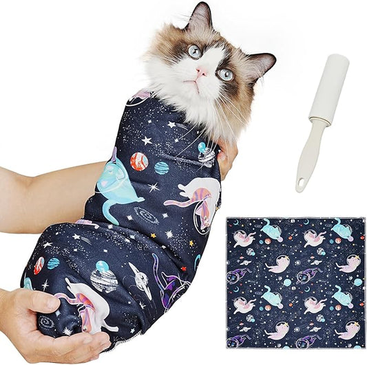 Supet Cat Grooming Wrap for Cutting Nails, 2026 Self-Adherent Cat Wrap, Anti-Escape Calming Cat Swaddle Wrap for Medicine, Nail Clipping, Teeth Brushing, Ear Cleaning