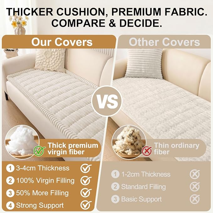 Smiry Couch Cover for Dogs, Non Slip Washable Sofa Protector for Pets, Soft Furniture Cover for Pet, Stylish Sofa Covers, Cozy Protect Against Fur, Dirt & Everyday Messes (White, 43" x 63")