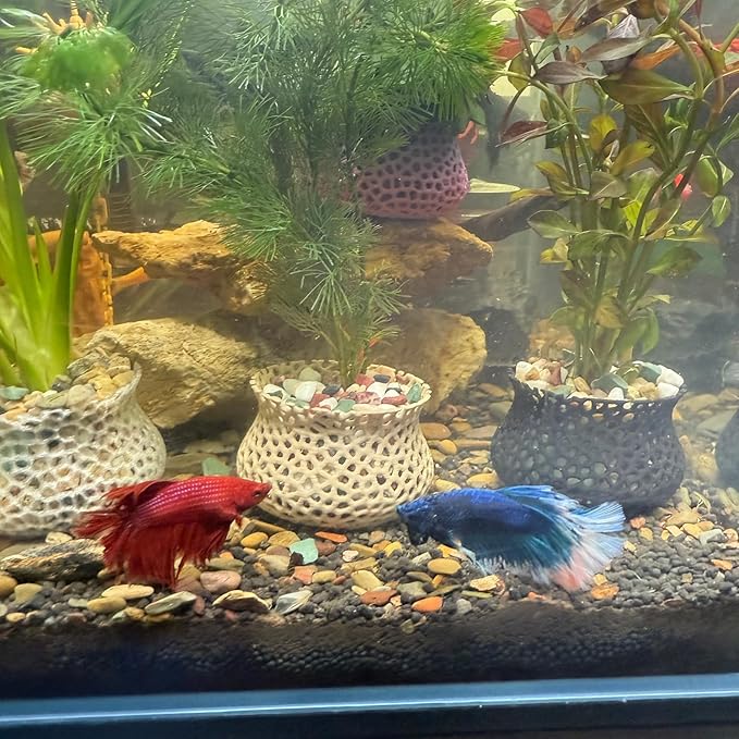 Aquarium Submerged Plant Pot, Underwater Plant Anchor, Fish Tank Aquatic Plante, Aquarium Landscaping Decoration, Decorative Accessories - 2-Piece Set (Wooden)