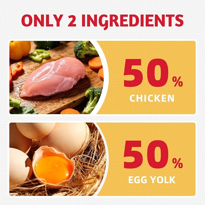 Just Try 4.23 OZ Chicken & Egg Yolk Cat Food Toppers Sprinkles with Freeze Dried Egg Yolk High Protein & Low Fat Freeze Dried Cat Treats