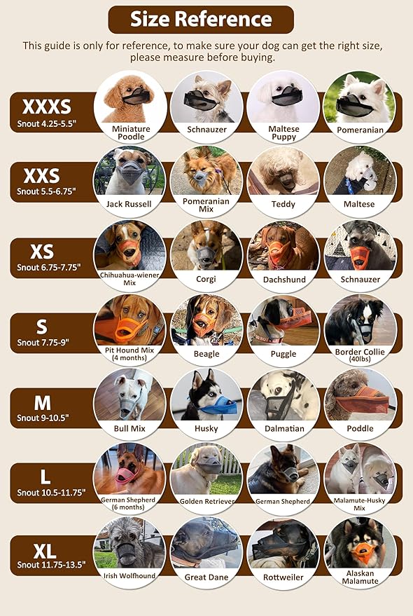 Crazy Felix Nylon Dog Muzzle for Small Medium Large Dogs Dachshund Beagle Poodle Labrador, Air Mesh Breathable and Drinkable Pet Mouth Guard for Anti-Biting Chewing Scavenging(XXXS, Black)