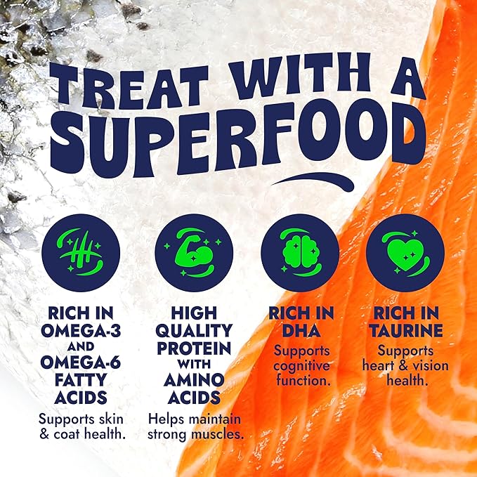 Finfare Freeze Dried Dog Food Toppers, Salmon Crumbles, Protein & Omega-3s, Grain Free Salmon Training Treats and Meal Toppers for Dogs, Crafted in USA, 9oz