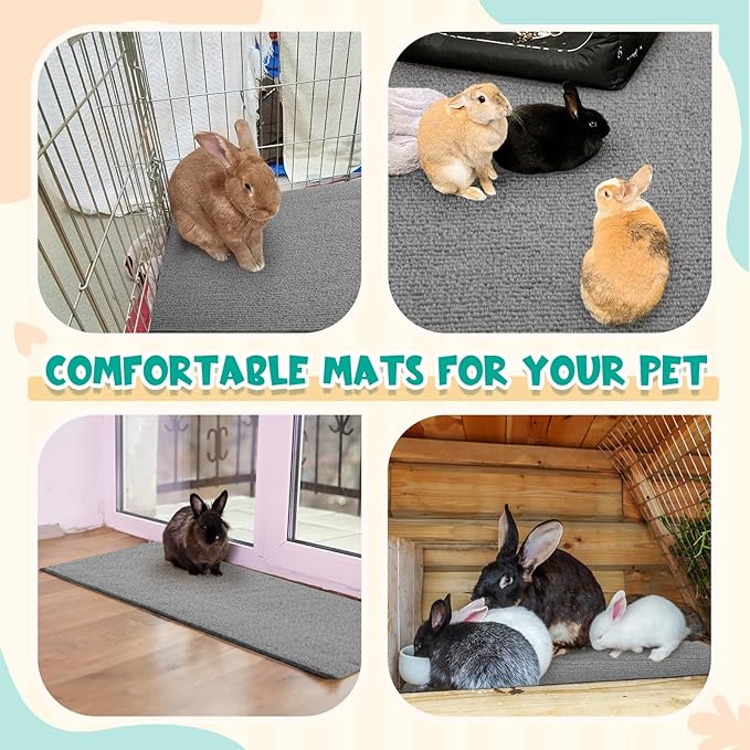 Rabbit Scratch Mat 12Inch x 6.56ft Self Adhesive Bunny Scratching Pad Cuttable Claw and Teeth Care Rabbit Mat Chew Toys for Cage Small Animal Scratching Rug for Biting Sleeping Nesting(Gray)