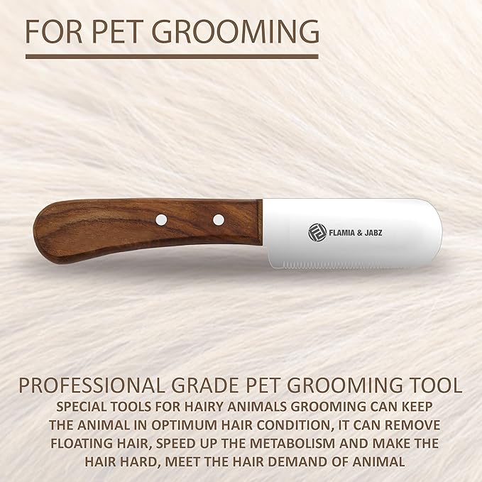 Professional Dog Grooming Hand Stripping Knife, Stripper Trimmer Tool, Red Meranti Wooded Handle non slip grip with Tripping Stainless Steel blade (Fine, Left Handed)