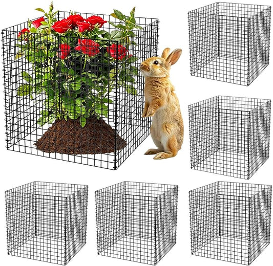 (6 Packs) Plant Protectors from Animals, 14.8" Lx14.8 Wx15.7 H Heavy-Duty Large Wire Plant Cages, Keep Rabbits Out for Vegetables, Shrubs & New Plants