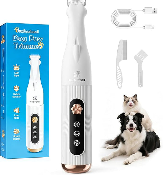 Dog Paw Trimmer for Precision Shaver, Cordless Small Pet Paw Grooming Trimmer, Low Noise for Trimming Dog's Hair Around Paws, Eyes, Ears, Face, Butt(White)