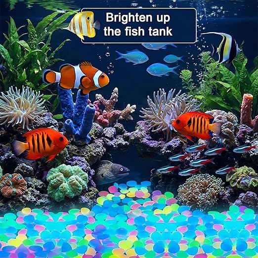 Glow in The Dark Garden Stones Pebbles Colorful, Night Guide Luminous Pebbles Rainbow Glow in the Dark Stepping Rocks Outdoor Landscaping Glowing Stones Fish Tank Aquarium Decor (Colorful, 600pcs)