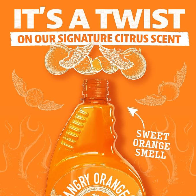 ANGRY ORANGE Pet Stain and Odor Remover - 2 Spray Pack - 32 oz Dog, Ferret, Rabbit & Cat Urine Enzyme Cleaner - 8 oz Strong Pet Odor Eliminator Concentrate - For Pee on Carpet, Furniture, Tile, Wood