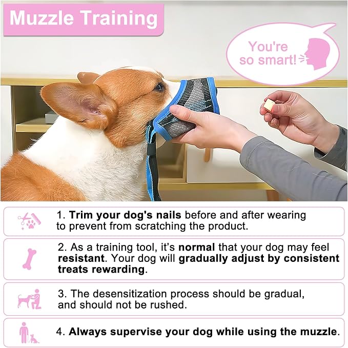 LUCKYPAW Dog Muzzle, Mesh Muzzle for Large Medium Dogs, Soft Mouth Cover to Prevent Biting Chewing, Drinkable Breathable Adjustable Puppy Mouth Guard(XXL, Pink)