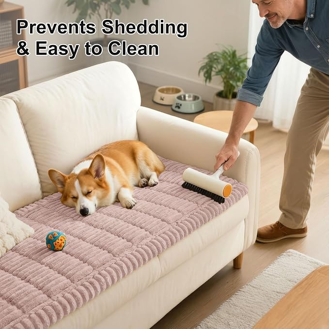 Smiry Couch Cover for Dogs, Non Slip Washable Sofa Protector for Pets, Soft Furniture Cover for Pet, Stylish Sofa Covers, Cozy Protect Against Fur, Dirt & Everyday Messes (Dusty Pink, 43" x 63")