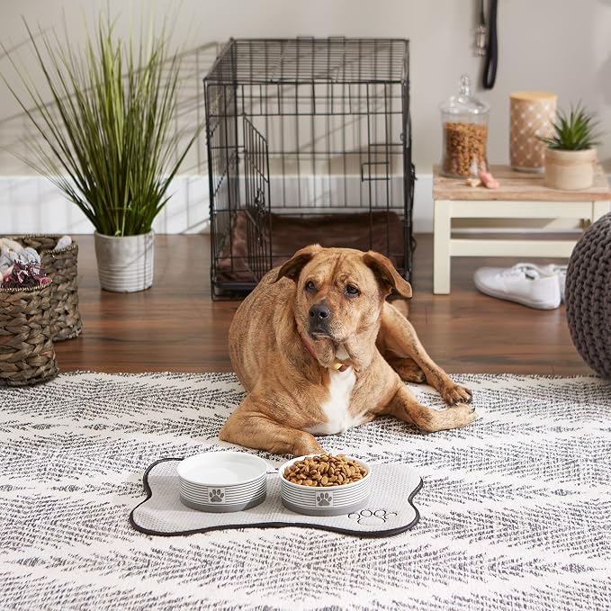 Bone Dry Paw & Patch Ceramic Pet Collection, Medium Set, 6x2, Gray, 2 Piece (Pack of 6)