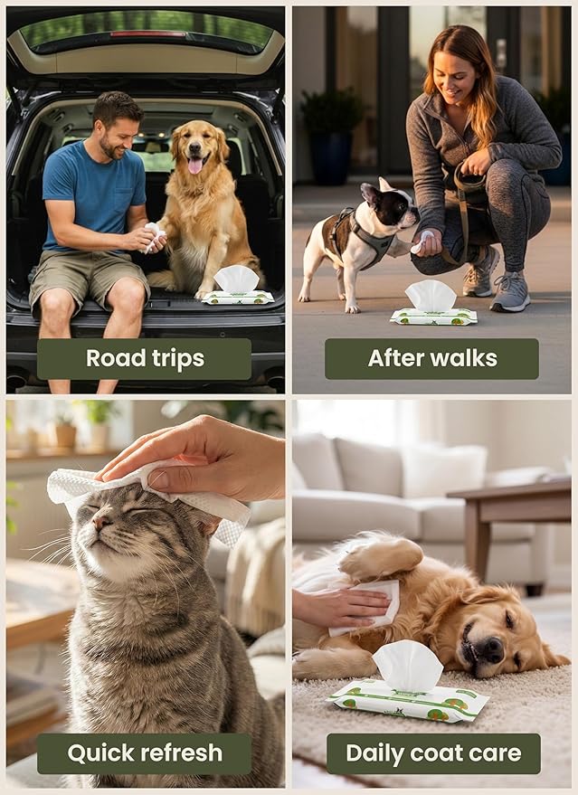 Pogi’s Dog Wipes – Hypoallergenic Pet Wipes for Paws, Body & Butt – Cleaning & Hydrating, Fragrance Free, 240 Count