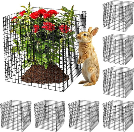 (8 Packs) Plant Protectors from Animals, 14.8" Lx14.8 Wx15.7 H Heavy-Duty Large Wire Plant Cages, Keep Rabbits Out for Vegetables, Shrubs & New Plants