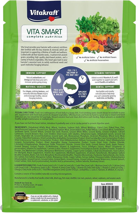 Vitakraft Wholesome Vita Smart Hamster Food – Probiotics Fruits and Vegetables – Fortified with Vitamins and Minerals – 2 Lbs