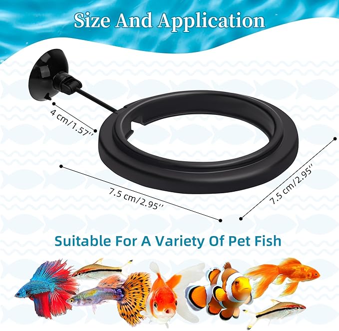 DaToo Small Fish Feeding Ring Round Mini Aquarium Feeder with Strong Suction Cup Floating Fish Feeder Ring for Betta Goldfish Guppy