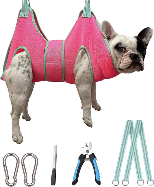 Kkiimatt Dog Grooming Hammock, Medium Hanging Harness Holder Hanger for Nail Clipping,Nail Trimming Hammock,Dog Sling Restraint with Thick Fabric Neck Support for Claw Care