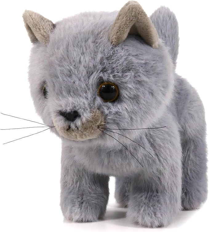 Ice King Bear Fluffy Little Cat Stuffed Animal Small Plush Toy 6 Inches (Gray)